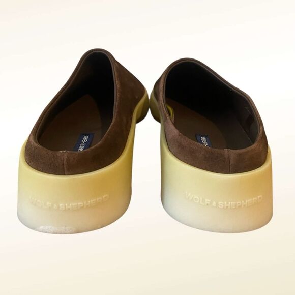 Wolf & Shepard Cruise slip on Mules Brown Suede shoes NWOB Unisex W- 7 Men- 5.5 main image 9